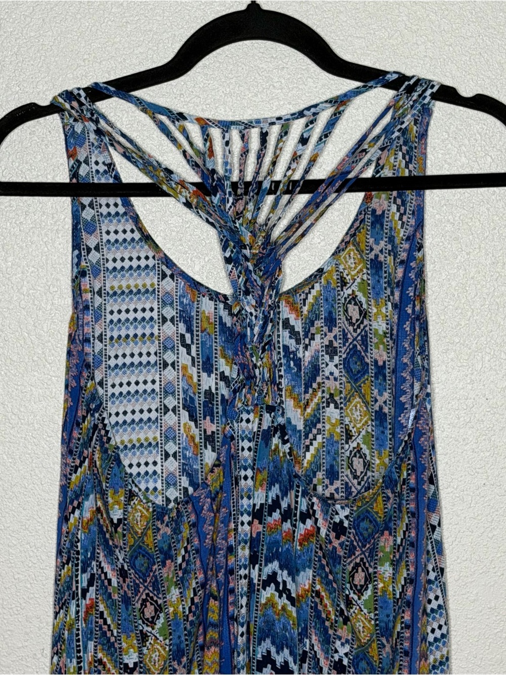 Women’s S Boho Style Multicolor Geometric Tribal Print Maxi Dress Strappy Woven - Picture 4 of 7
